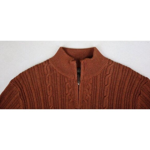 TASSO ELBA - MEN'S ORANGE 1/4 ZIP PULLOVER SWEATER - SIZE L - Picture 3 of 8